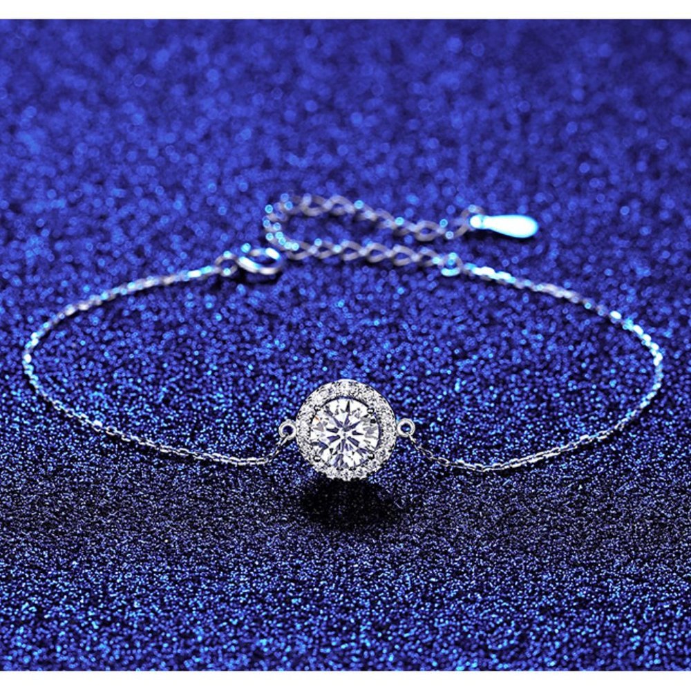 Certified 1ct. t.w. Diamond Moissanite Halo Bracelet NEW